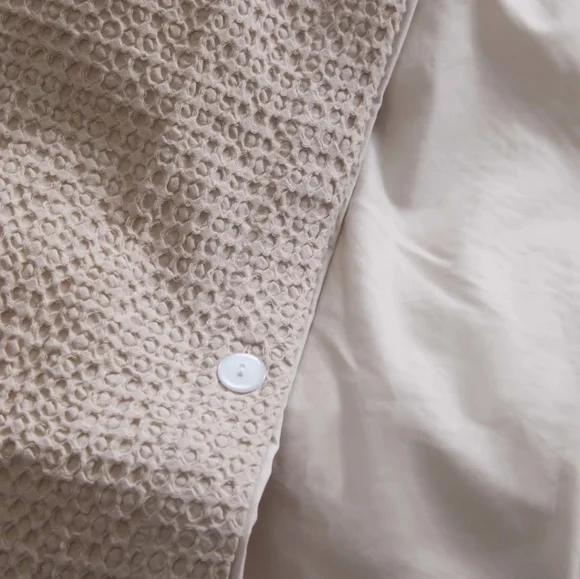 Quince 100% Organic Cotton Waffle Sand Duvet Cover! King/ Cal King(127)